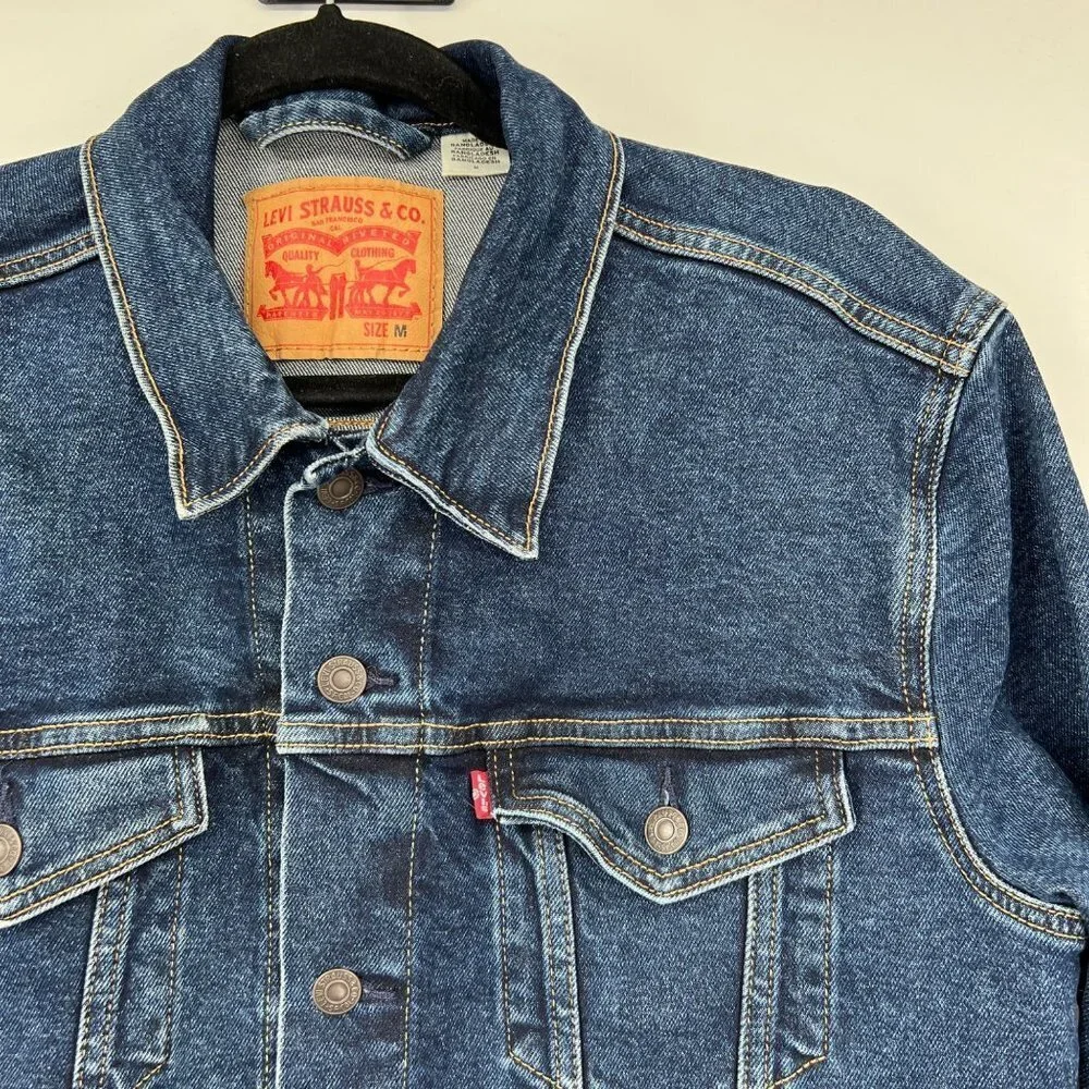 Levis Button Medium Wash Cotton Denim Jean Jacket sz M - Picture 2 of 15